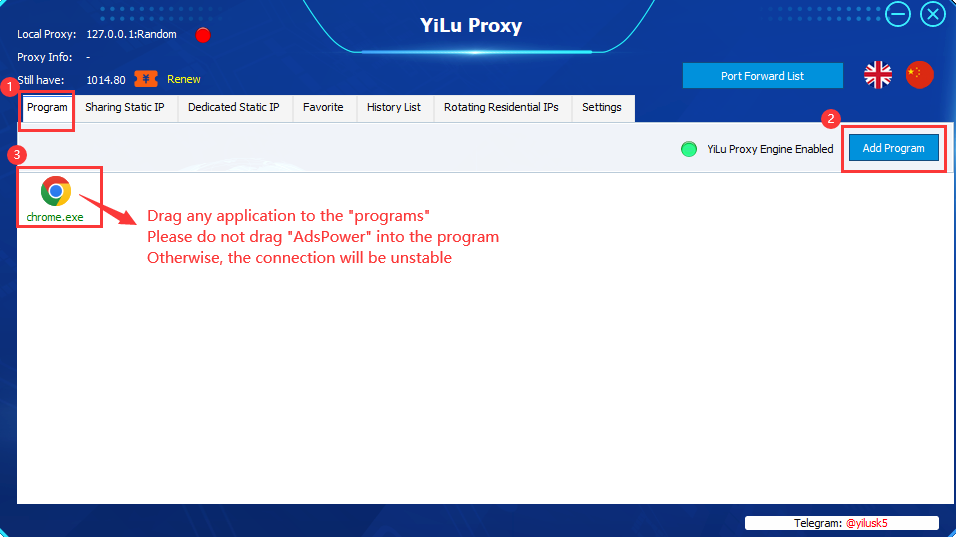 Set YiLuProxy IP in AdsPower