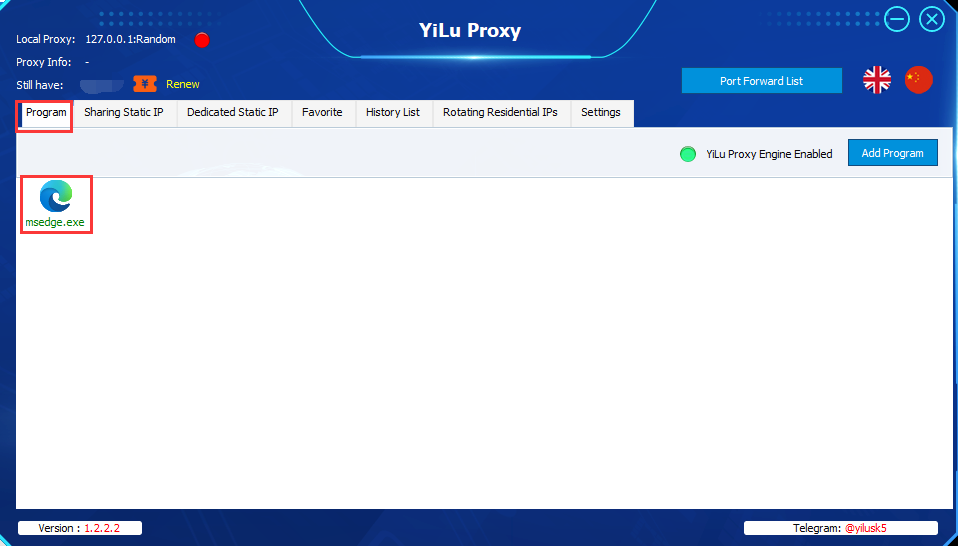 Edge browser – YiLu Proxy Direct Connection