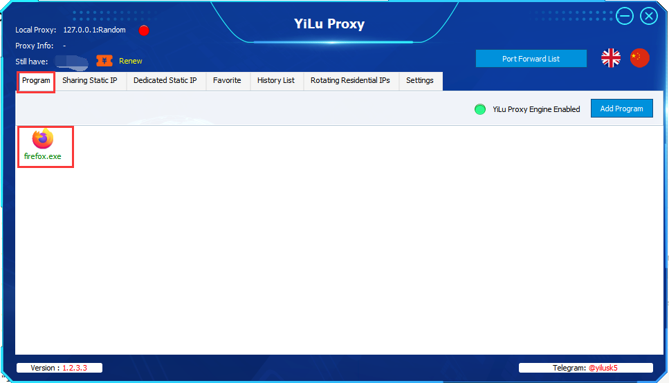 Firefox browser – YiLu Static IP Port Forwarding