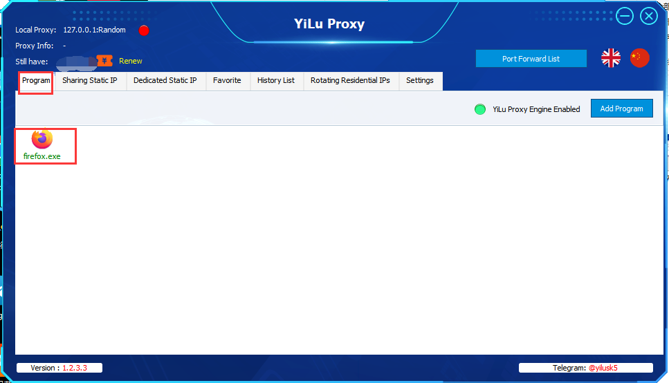 Firefox browser – YiLu Rotating IP Settings