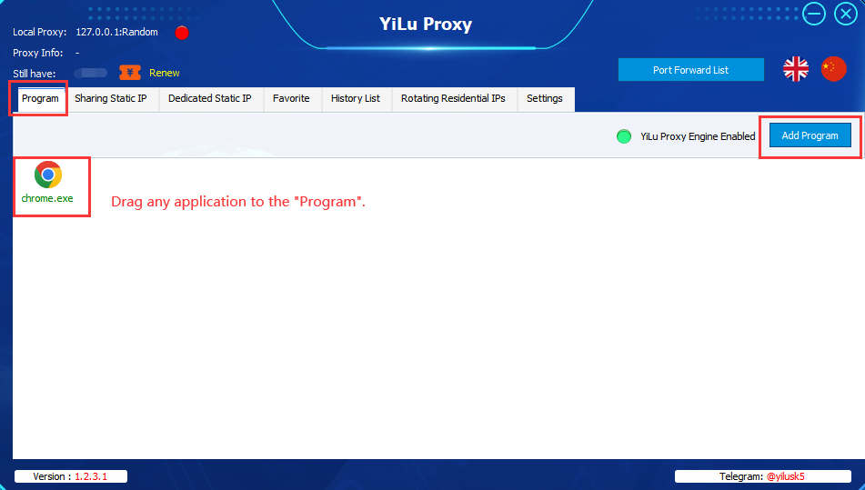 iPhone Shadowrocket: YiLuProxy Static IP settings
